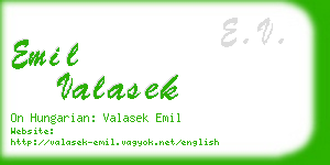 emil valasek business card